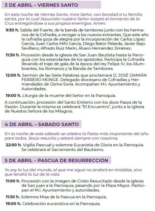 programa semana santa Ágreda